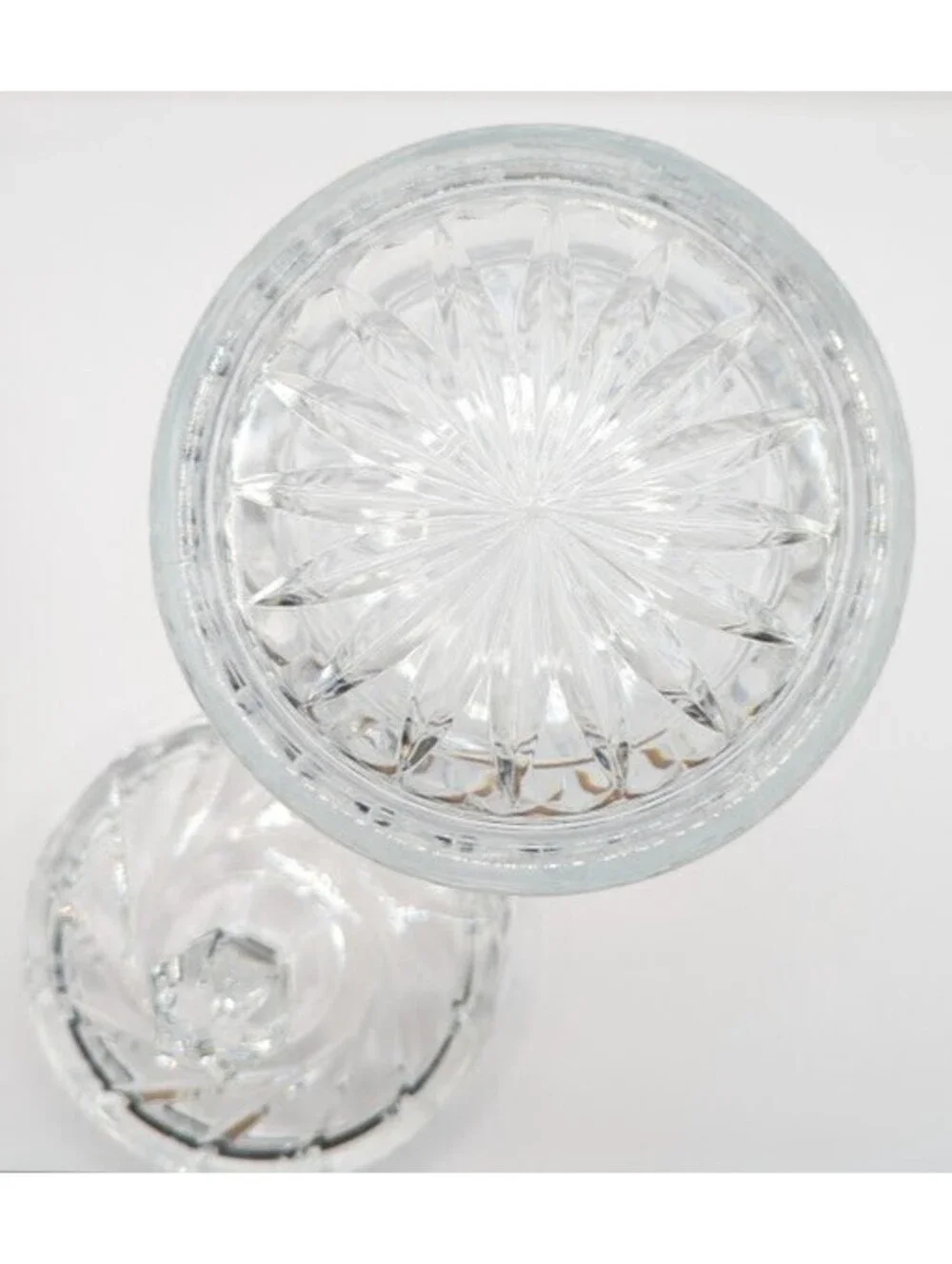 Vintage St. George Lead Crystal Biscuit Barrel Cookie Jar Lidded Fan Pinwheel